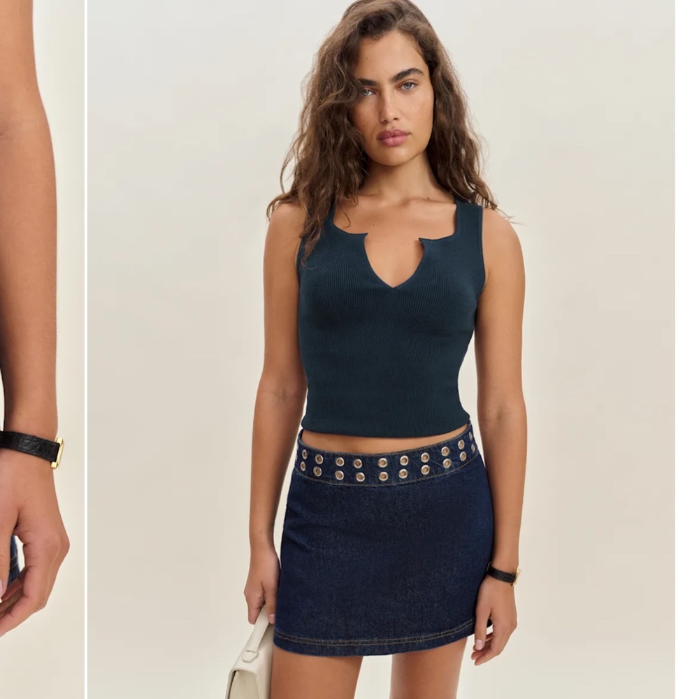 Reformation Jaylene  Mid Rise Denim Mini`100% cotton